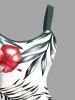 Plus Size Hibiscus Flowers Tropical Leaf Print Hawaii Tank Dress -  