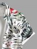 Chemise hawaïenne grande taille à imprimé feuilles tropicales et fleurs d'hibiscus, avec poches et boutons, pour homme - Blanc 6XL