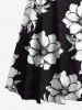 Plus Size Flowers Print Cold Shoulder Crisscross Hawaii Maxi Dress -  