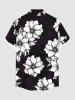 Chemise hawaïenne grande taille à imprimé floral et poches boutonnées pour homme - Noir 3XL