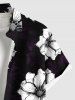Chemise hawaïenne grande taille à imprimé floral et poches boutonnées pour homme - Noir 3XL