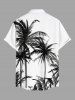 Plus Size Coconut Tree Print Buttons Pocket Hawaii Shirt For Men -  