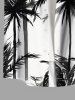 Plus Size Coconut Tree Print Buttons Pocket Hawaii Shirt For Men -  