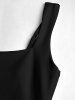 Women's Sexy Elegant Solid Color Backless Ruched Draped Thigh High Split Square Neck Adjustable Shoulder Straps Party Evening Gown Maxi Dress -  
