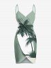 Tenue de plage hawaïenne grande taille à imprimé cocotiers pour couples - Vert 