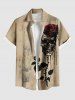 Halloween Ink Painting Skull Rose Flower Leaf Print Plus Size Matching Outfit For Couples -  