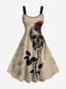 Halloween Ink Painting Skull Rose Flower Leaf Print Plus Size Matching Outfit For Couples -  