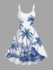 Coconut Tree Mountain Cloud Print Plus Size Matching Hawaii Beach Outfit For Couples -  