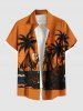 Coconut Tree Sea Waves Boat Sun Print Plus Size Matching Hawaii Beach Outfit For Couples -  