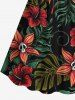 Skulls Tropical Leaf Hibiscus Flowers Print Plus Size Matching Hawaii Beach Outfit For Couples -  