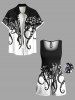 Matching Hawaii Shirt and Romper Plus Size Beach Outfit Octopus Two Tone Print For Couples -  