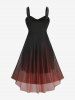 Robe caraco trapèze grande taille en résille avec tête de mort et œillets croisés, effet dip dye ombré - Noir 4X | US 26-28