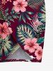 Plus Size Hibiscus Flowers Tropical Leaf Print Convertible Hawaii Beach Cover -  