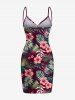 Plus Size Hibiscus Flowers Tropical Leaf Print Convertible Hawaii Beach Cover -  