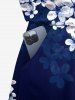 Plus Size Ombre Flower Petal Print Hawaii Drawstring Pocket Romper -  