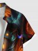 Plus Size Pumpkin Lantern Ghost Bat Tree Print Halloween Ombre Button Pocket Shirt For Men -  