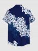 Plus Size Ombre Flower Petal Print Hawaii Button Pocket Shirt For Men -  