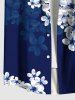 Plus Size Ombre Flower Petal Print Hawaii Button Pocket Shirt For Men -  