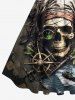 Plus Size Skull Pirate Map Sea Sailboat Compass Print Hawaii Cruise Vintage 50s Swing A Line Dress -  