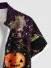 Chemise grande taille pour homme, motif citrouille, chauve-souris, toile d'araignée, crâne, chat, boutons et poches - Concorde L