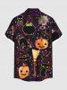 Chemise grande taille pour homme, motif citrouille, chauve-souris, toile d'araignée, crâne, chat, boutons et poches - Concorde 4XL