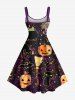 Robe débardeur grande taille à imprimé citrouille, chauve-souris, toile d'araignée, crâne et chat pour Halloween - Concorde XS