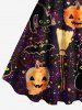 Plus Size Halloween Pumpkin Bat Spider Web Skull Cat Print Tank Dress -  