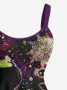 Plus Size Halloween Pumpkin Bat Spider Web Skull Cat Print Tank Dress -  