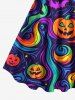 Plus Size Halloween Pumpkin Bat Star Rainbow Swirls Print Tank Dress -  