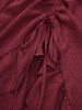 Plus Size Cinched Ruched Ruffles Cold Shoulder Puff Sleeve Textured A Line Vintage Dress -  