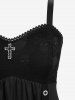 Plus Size Skull Fishnet Cross Dip Dye Ombre Mesh Strap Grommet A Line Cami Dress -  