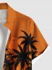 Plus Size Coconut Tree Sea Waves Boat Sun Print Buttons Pocket Hawaii Shirt For Men -  