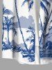 Plus Size Coconut Tree Mountain Cloud Print Buttons Pocket Hawaii Shirt For Men -  