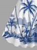 Plus Size Coconut Tree Mountain Cloud Print Hawaii Tank Dress -  