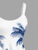 Plus Size Coconut Tree Mountain Cloud Print Hawaii Tank Dress -  