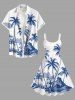 Plus Size Coconut Tree Mountain Cloud Print Hawaii Tank Dress -  
