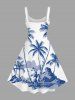 Plus Size Coconut Tree Mountain Cloud Print Hawaii Tank Dress -  