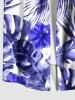Plus Size Hibiscus Flowers Tropical Leaf Print Buttons Pocket Hawaii Shirt For Men -  