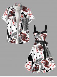 Tenue assortie grande taille à imprimé poker pour Halloween, idéale pour les couples - Noir 