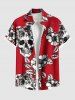 Skulls Flowers Leaf Print Plus Size Matching Hawaii Beach Outfit For Couples -  