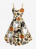 Halloween Pumpkin Ghost Bat Tree Cat Print Plus Size Matching Outfit For Couples -  