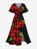 Tropical Leaf Hibiscus Flower Print Plus Size Matching Hawaii Beach Outfit For Couples -  