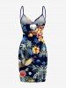 Robe de plage convertible grande taille à imprimé cocotier, hibiscus, fleurs et bières hawaïennes - Noir 5X