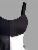 Robe débardeur trapèze bicolore à imprimé chat grande taille - Noir 3X