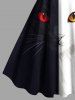 Robe débardeur trapèze bicolore à imprimé chat grande taille - Noir 5X