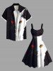 Plus Size Two Tone Cat Print A Line Tank Dress -  