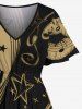 Plus Size Music Symbol Star Two Tone Lip Print Hawaii Split Pocket A Line Midi Dress -  