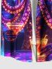 Plus Size Glitter Ombre Octopus Jellyfish Party Print Hawaii Button Pocket Shirt For Men -  