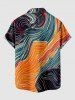 Plus Size Cat Line Fluid Print Button Pocket Shirt For Men -  