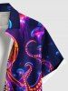 Plus Size Glitter Ombre Octopus Jellyfish Party Print Hawaii Button Pocket Shirt For Men -  